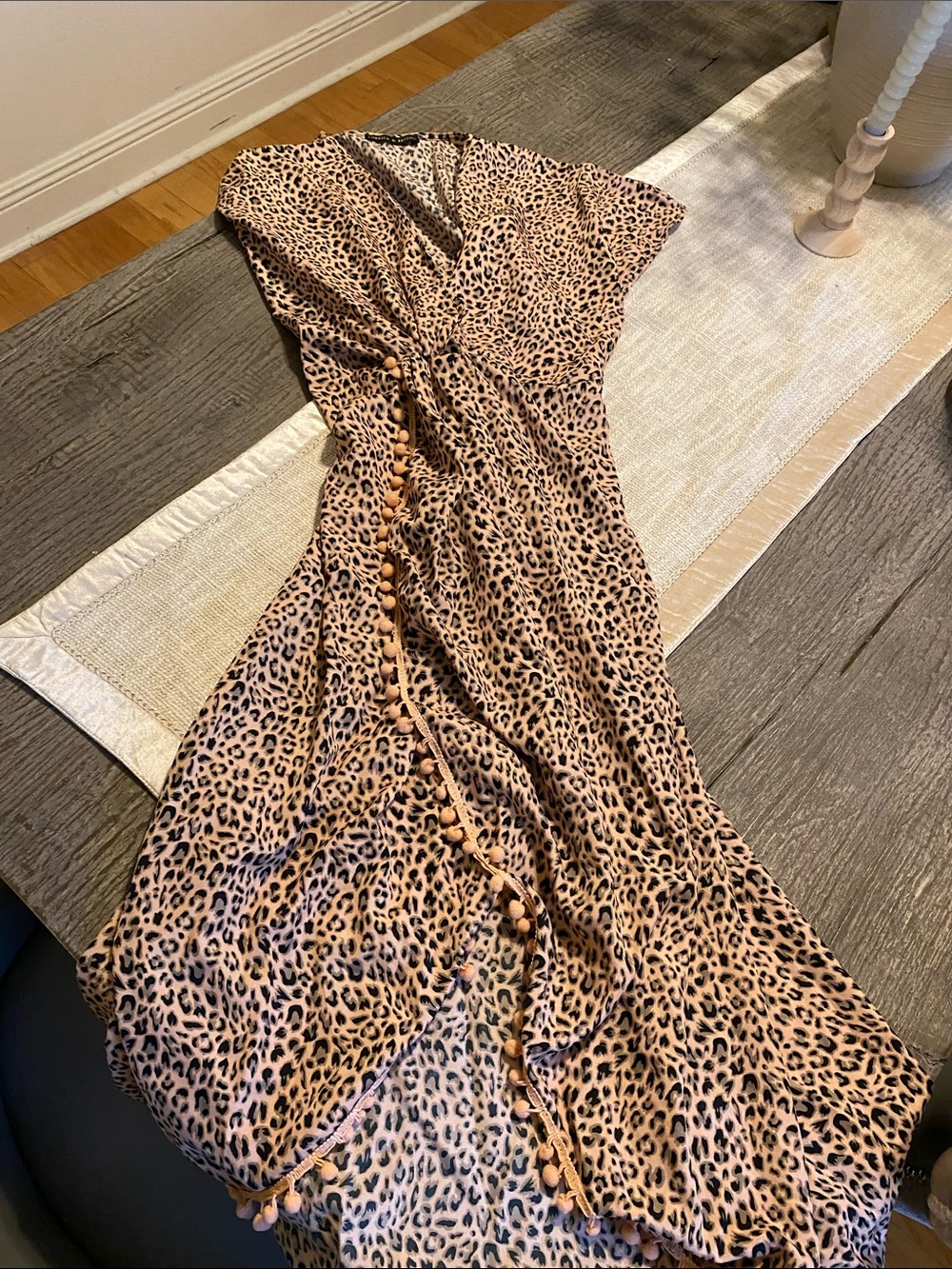 Leopard Print Swim Coverup in Tan